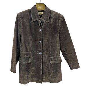 Caslon Genuine Suede Leather Blazer Jacket L Brown Preppy Yellowstone Western